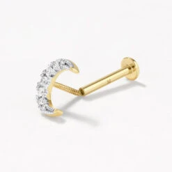 Diamond Moon Helix Single Stud Earring In 10k Gold -Fashion Accessories Store diamond moon helix single stud earring in 10k gold medley jewellery earrings 41811333578982