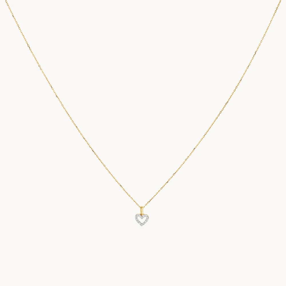 Diamond Open Heart Necklace In 10k Gold 4 Diamond Open Heart Necklace In 10k Gold - Image 4