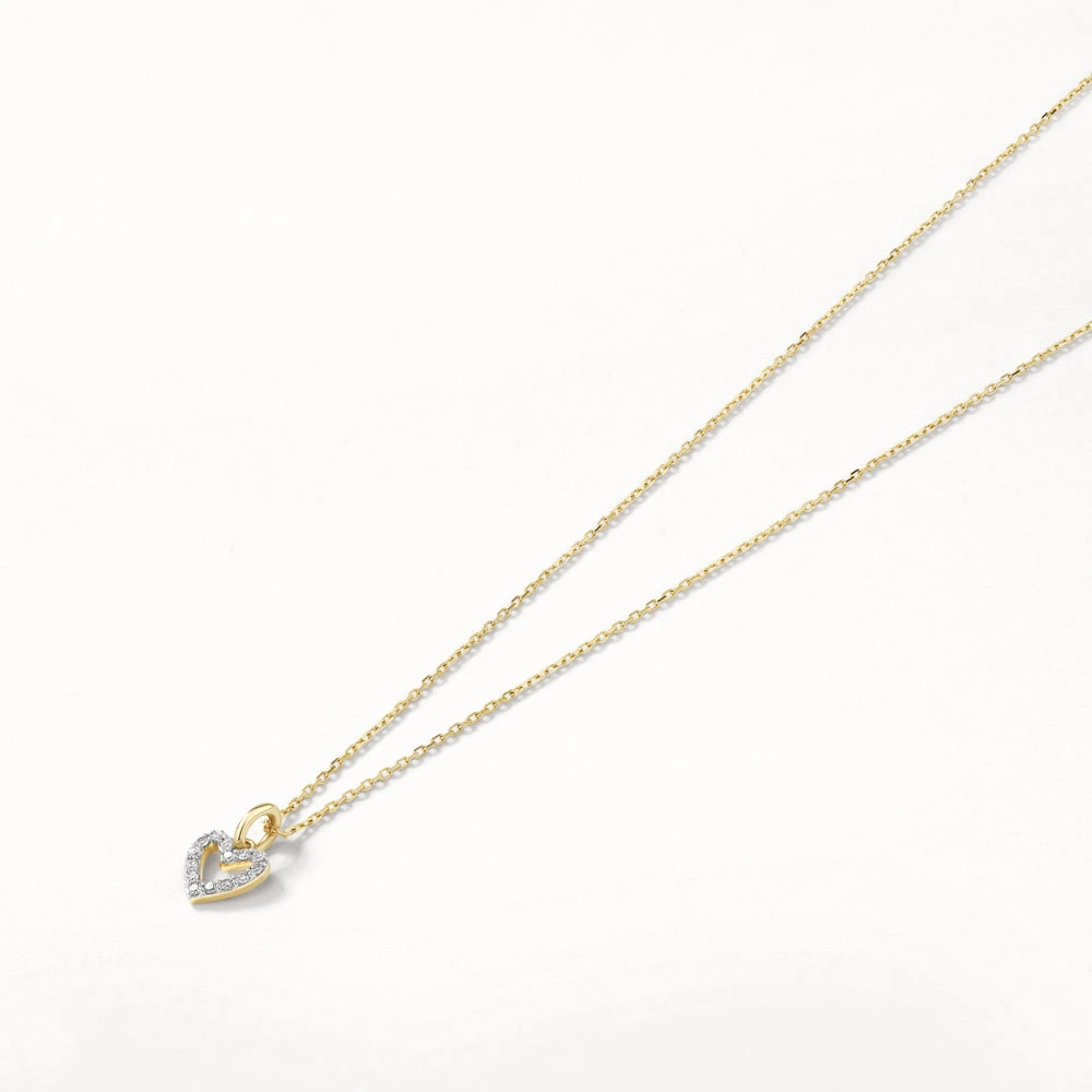 Diamond Open Heart Necklace In 10k Gold 3 Diamond Open Heart Necklace In 10k Gold - Image 3
