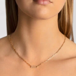 Diamond Paperclip Chain Necklace In 10k Gold -Fashion Accessories Store diamond paperclip chain necklace in 10k gold medley jewellery necklace 38213213290726