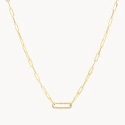 Diamond Paperclip Chain Necklace In 10k Gold