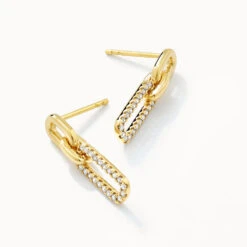 Diamond Paperclip Drop Earrings In 10k Gold -Fashion Accessories Store diamond paperclip drop earrings in 10k gold medley jewellery earrings 39416969265382