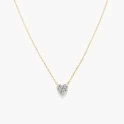Diamond Pave Heart Necklace In 10k Gold