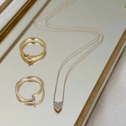 Diamond Pave Heart Necklace In 10k Gold -Fashion Accessories Store diamond pave heart necklace 10k gold medley jewellery necklace 36750268530918