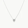 Diamond Pave Heart Necklace In Silver