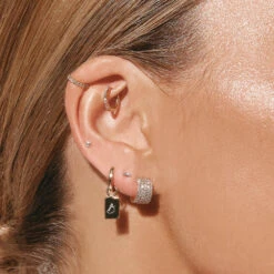 Diamond Pave Huggie Earrings In 10k Gold -Fashion Accessories Store diamond pave huggie earrings in 10k gold medley jewellery earrings 39414721052902