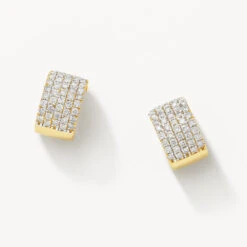 Diamond Pave Huggie Earrings In 10k Gold -Fashion Accessories Store diamond pave huggie earrings in 10k gold medley jewellery earrings 39416967528678