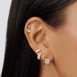 Diamond Pave Huggie Earrings In 10k Gold -Fashion Accessories Store diamond pave huggie earrings in 10k gold medley jewellery earrings 39441023172838