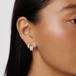 Diamond Pave Huggie Earrings In 10k Gold -Fashion Accessories Store diamond pave huggie earrings in 10k gold medley jewellery earrings 39441023271142