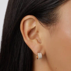 Diamond Pave Huggie Earrings In 10k Gold -Fashion Accessories Store diamond pave huggie earrings in 10k gold medley jewellery earrings 39441023336678