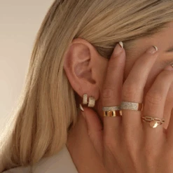 Diamond Pave Huggie Earrings In 10k Gold -Fashion Accessories Store diamond pave huggie earrings in 10k gold medley jewellery earrings 39704427495654