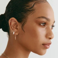 Diamond Pave Huggie Earrings In 10k Gold -Fashion Accessories Store diamond pave huggie earrings in 10k gold medley jewellery earrings 40260181098726