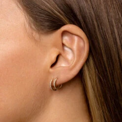 Diamond Huggie Single Earring In 10k Gold -Fashion Accessories Store diamond single huggie in 10k gold medley jewellery earrings 37609268936934