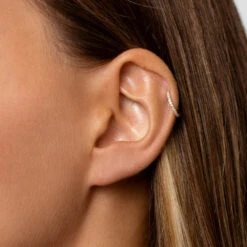 Diamond Huggie Single Earring In 10k Gold -Fashion Accessories Store diamond single huggie in 10k gold medley jewellery earrings 37609268969702