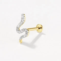 Diamond Snake Helix Single Stud Earring In 10k Gold