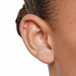 Diamond Star Helix Single Stud Earring In 10k Gold -Fashion Accessories Store diamond star helix single stud earring in 10k gold medley jewellery earrings 41913457246438