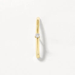 Diamond Suspender Bar Single Earring In 10k Gold