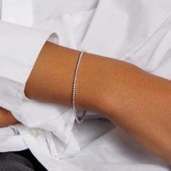 Diamond Tennis Bracelet In Silver -Fashion Accessories Store diamond tennis bracelet silver medley jewellery bangle bracelet 36109988102374