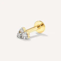 Diamond Trio Helix Single Stud Earring In 10k Gold