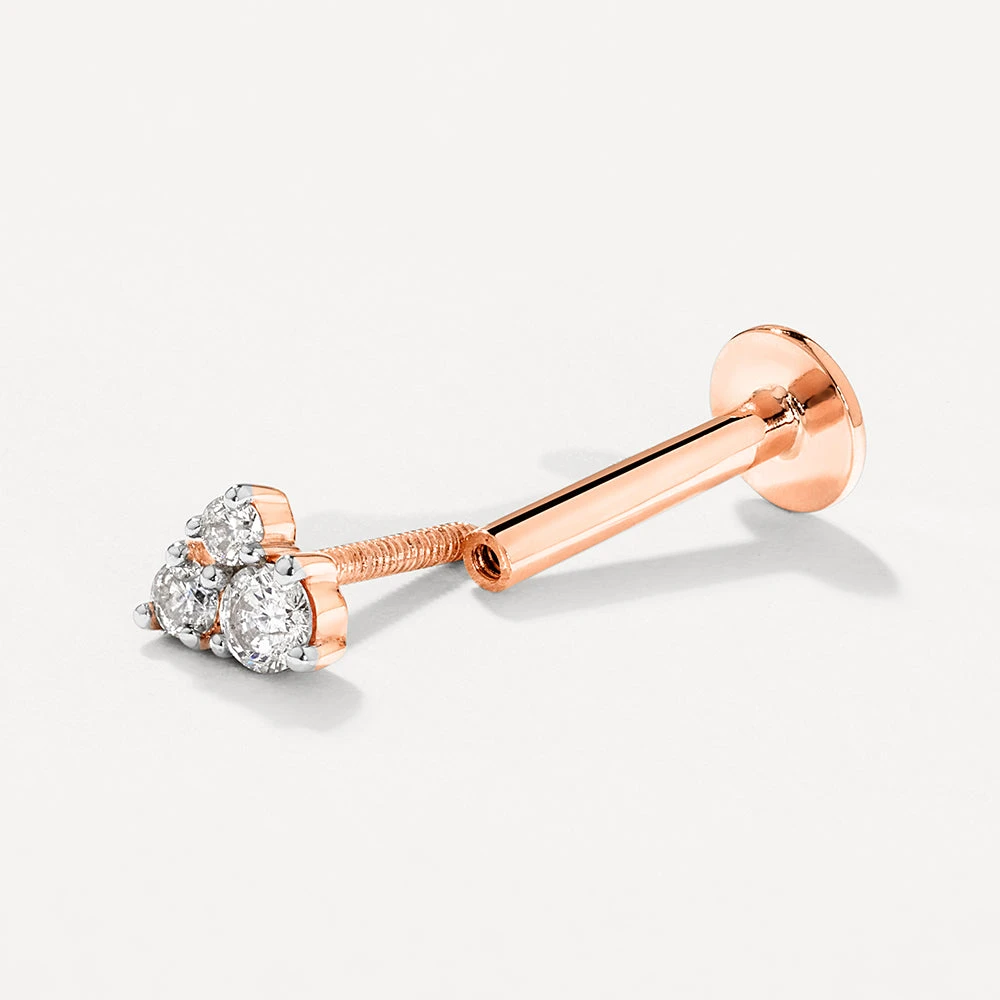 Diamond Trio Helix Single Stud Earring In 10k Rose Gold 4 Diamond Trio Helix Single Stud Earring In 10k Rose Gold - Image 4
