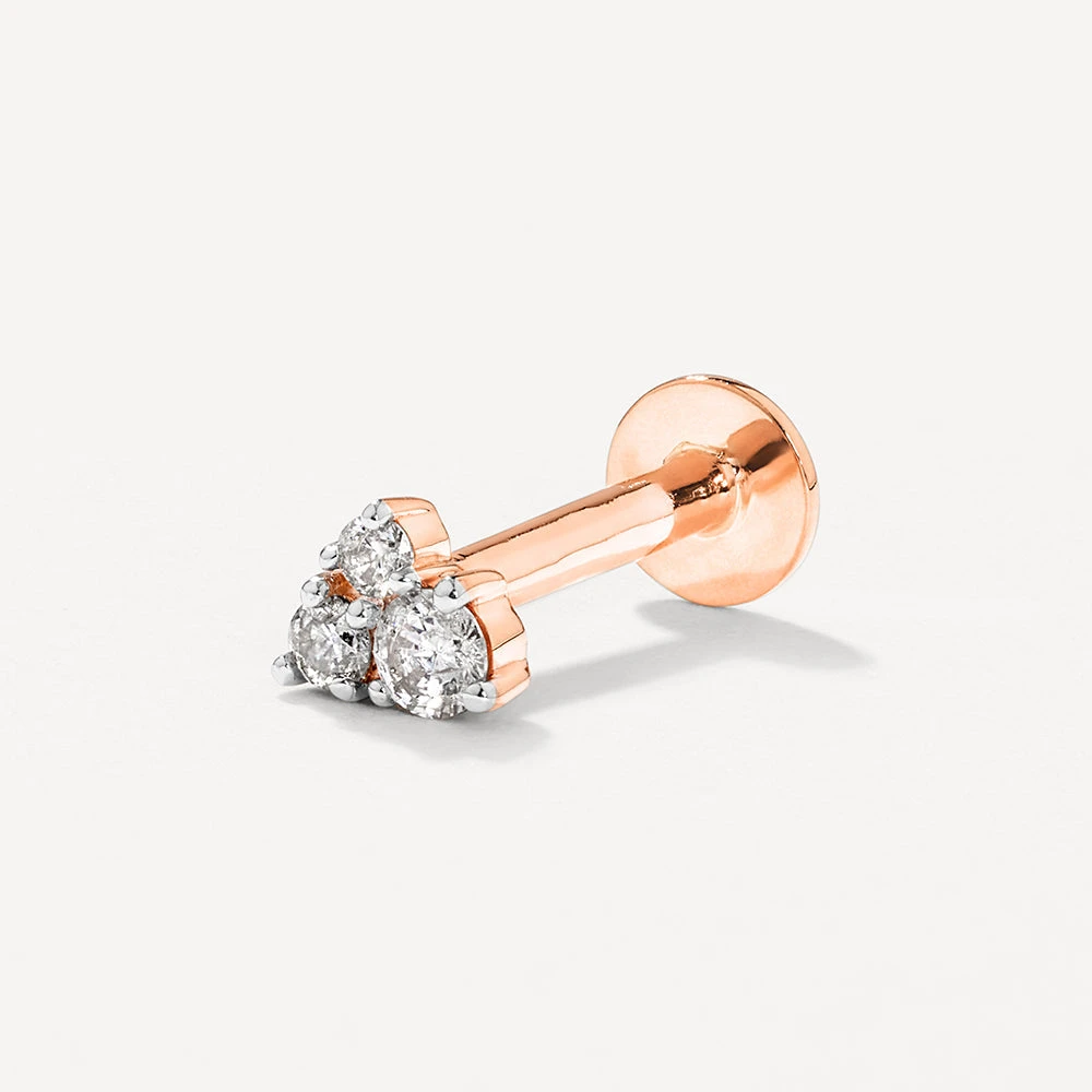 Diamond Trio Helix Single Stud Earring In 10k Rose Gold 1 Diamond Trio Helix Single Stud Earring In 10k Rose Gold