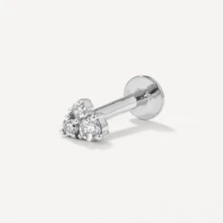 Diamond Trio Helix Single Stud Earring In Silver