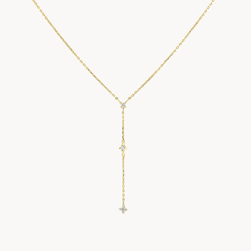 Diamond Trio Lariat Necklace In 10k Gold 6 Diamond Trio Lariat Necklace In 10k Gold - Image 6