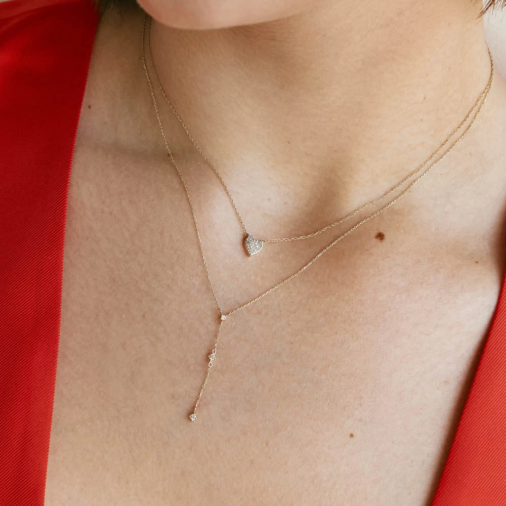 Diamond Trio Lariat Necklace In 10k Gold 2 Diamond Trio Lariat Necklace In 10k Gold - Image 2