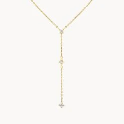 Diamond Trio Lariat Necklace In 10k Gold