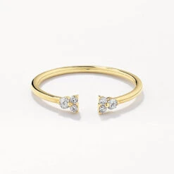 Diamond Trio Open Stacker Ring In 10k Gold