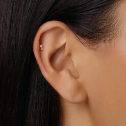 Diamond Twin Cluster Helix Single Stud Earring In 10k Gold -Fashion Accessories Store diamond twin cluster helix stud in 10k gold medley jewellery earrings 39441037852902