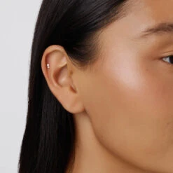 Diamond Twin Cluster Helix Single Stud Earring In 10k Gold -Fashion Accessories Store diamond twin cluster helix stud in 10k gold medley jewellery earrings 39441037885670