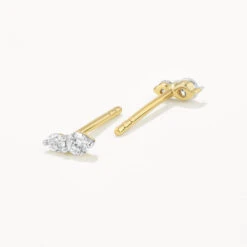 Diamond Twin Cluster Studs In 10k Gold -Fashion Accessories Store diamond twin cluster stud earrings 10k gold medley jewellery earrings 37534439637222