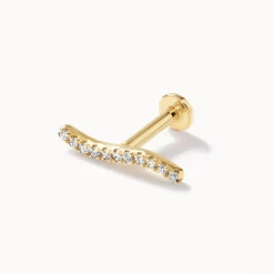Diamond Wave Helix Single Stud Earring In 10k Gold