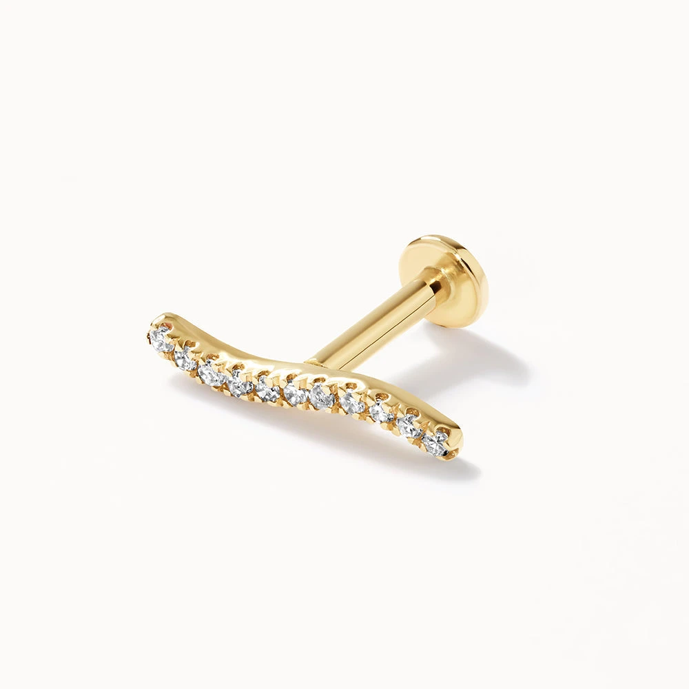 Diamond Wave Helix Single Stud Earring In 10k Gold 1 Diamond Wave Helix Single Stud Earring In 10k Gold