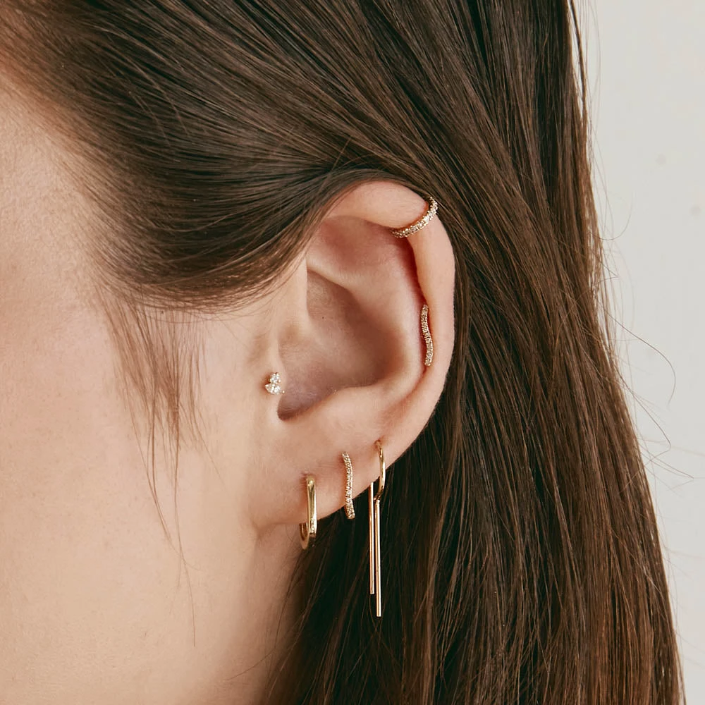 Diamond Wave Helix Single Stud Earring In 10k Gold 2 Diamond Wave Helix Single Stud Earring In 10k Gold - Image 2