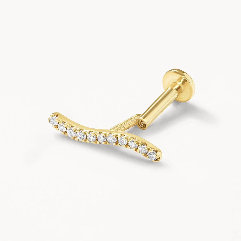 Diamond Wave Helix Single Stud Earring In 10k Gold 4 Diamond Wave Helix Single Stud Earring In 10k Gold - Image 4
