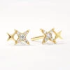 Diamond Double Star Stud Earrings In 10k Gold