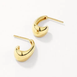 Dome Hoop Stud Earrings In Gold -Fashion Accessories Store dome half hoop stud earrings in gold medley jewellery earrings 42517116879078