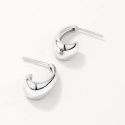 Dome Half Hoop Stud Earrings In Silver -Fashion Accessories Store dome half hoop stud earrings in silver medley jewellery earrings 42558954111206
