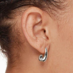 Dome Half Hoop Stud Earrings In Silver -Fashion Accessories Store dome half hoop stud earrings in silver medley jewellery earrings 42671510094054