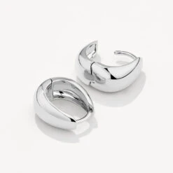 Dome Huggie Hoops In Silver -Fashion Accessories Store dome huggie hoops in silver medley jewellery earrings 37553659445478