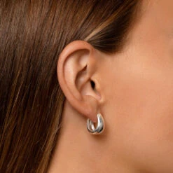 Dome Huggie Hoops In Silver -Fashion Accessories Store dome huggie hoops in silver medley jewellery earrings 37596056781030