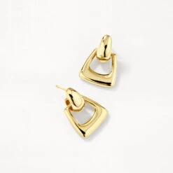 Doorknocker Hoop Stud Earrings In Gold -Fashion Accessories Store doorknocker hoop stud earrings in gold medley jewellery earrings 42558952505574