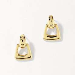 Doorknocker Hoop Stud Earrings In Gold