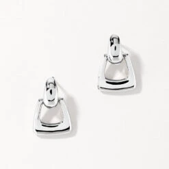 Doorknocker Hoop Stud Earrings In Silver