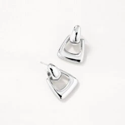 Doorknocker Hoop Stud Earrings In Silver -Fashion Accessories Store doorknocker hoop stud earrings in silver medley jewellery earrings 42558953324774