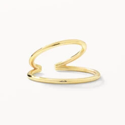 Double Band Single Ear Cuff In 10k Gold