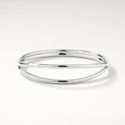 Double Band Split Bangle In Silver