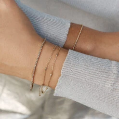 Double Chain Bead Station Bracelet In 10k Gold -Fashion Accessories Store double chain bead station bracelet in 10k gold medley jewellery bangle bracelet 41241916637414